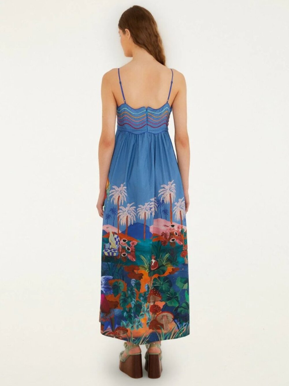 Farm Rio Multicolor Dream Landscape Organic Cotton Sleeveless Maxi Dress S NWT - Picture 4 of 9